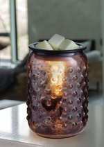 Load image into Gallery viewer, Wax Melt Warmer: Translucent Smoke Hobnail with Vintage Bulb
