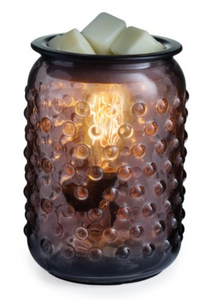 Wax Melt Warmer: Translucent Smoke Hobnail with Vintage Bulb