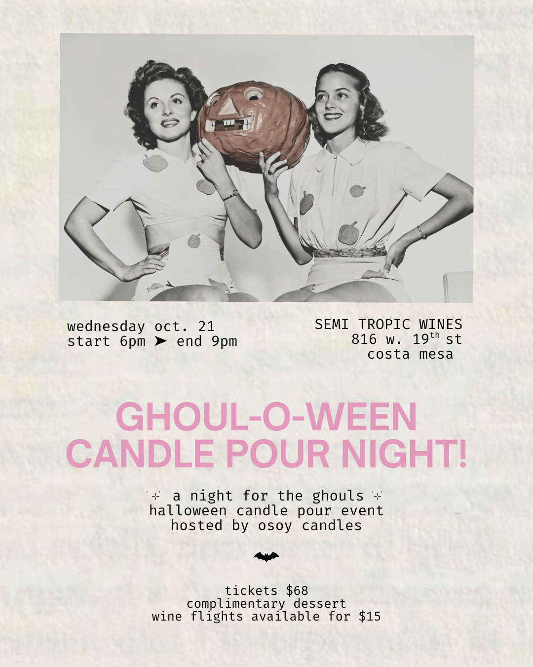 Ghoul-O-Ween Candle Pour Night @ SEMI TROPIC WINES